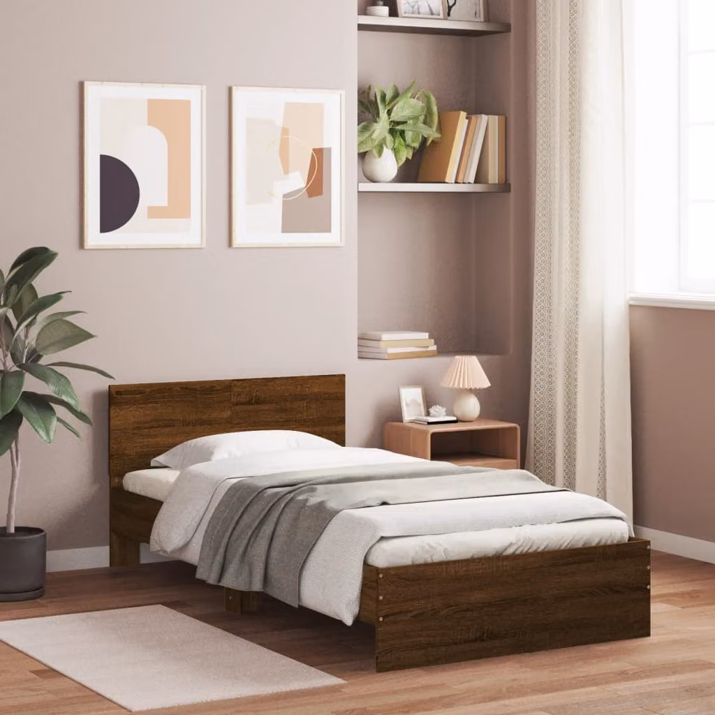 Giroletto con testiera vidaXL in legno rovere marrone L/P/H: 203 x 100 x 70 cm – 1