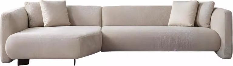 Beiges L-Form Stoffsofa Designer Wohnzimmer Polster Couchen Textil Möbel