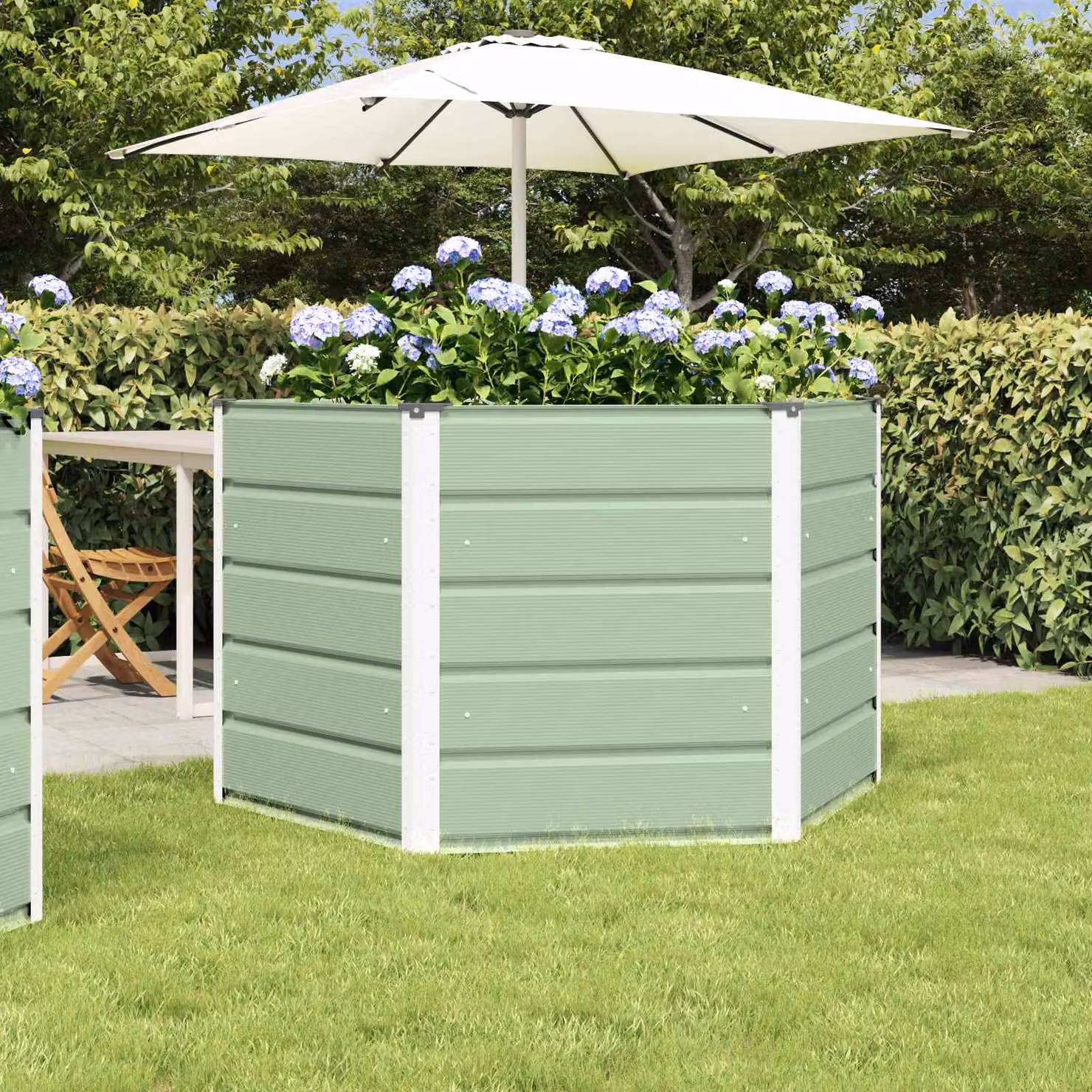 Fioriera vidaXL in acciaio verde, L 129 x P 129 x H 75 cm