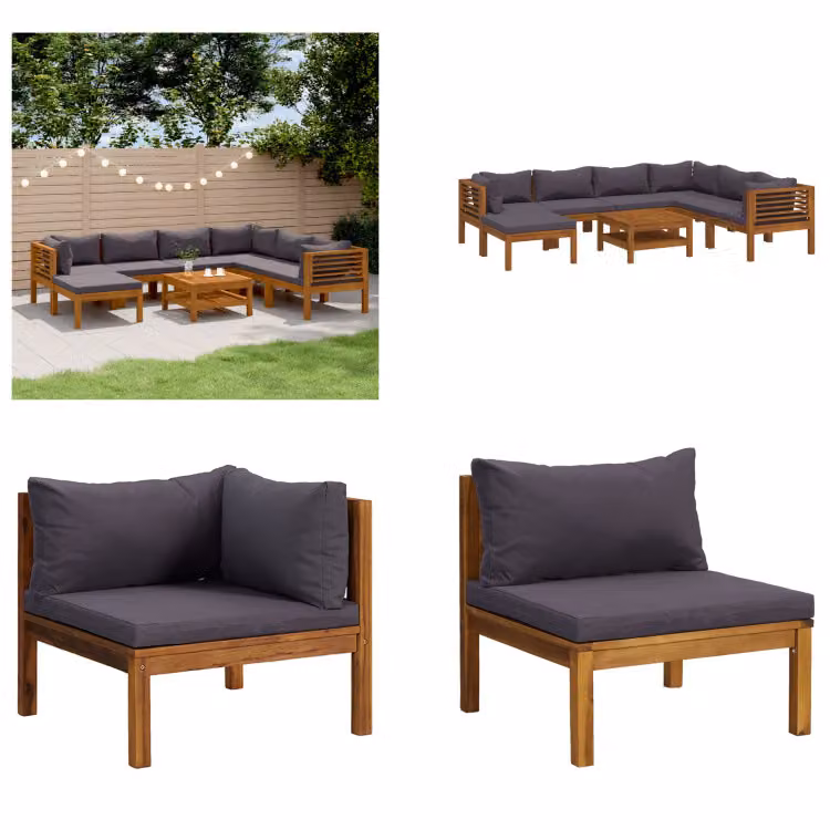 vidaXL set salotto da giardino 8 pezzi con cuscino in legno massiccio di acacia - Set salotto da giardino - Set salotto da giardino - Set divano modulare - Set divano modulare