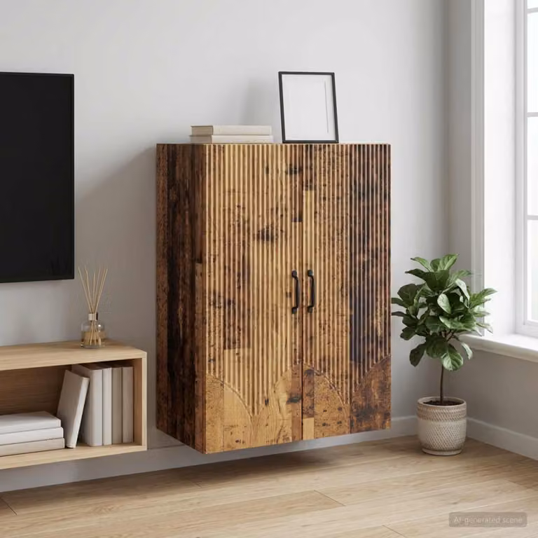 Mobiletto a muro vidaXL in legno marrone con ante a battente e ripiani interni, L 66 x P 34,5 x H 90 cm