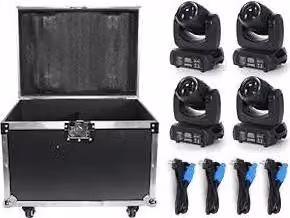 4 luci mobili, potenza 100 W, controllo DMX, 4 luci con alloggiamento, spina UE