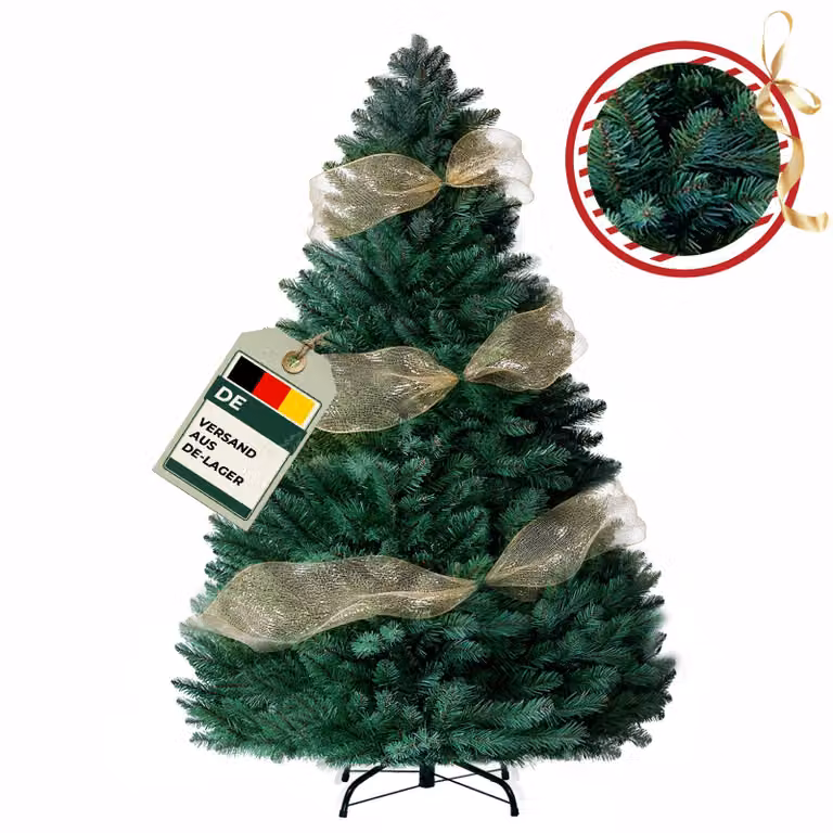 COMHOMA Albero di Natale Artificiale Decorazione natalizia 195cm Materiale PVC con 910 punte Rami ispessiti Pieghevole con fiocchi decorativi & biglietto d'auguri