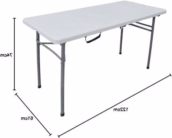 Tavolo da picnic in plastica resistente alle intemperie, color grigio mimetico, nelle dimensioni 122 x 61 x 74 cm.