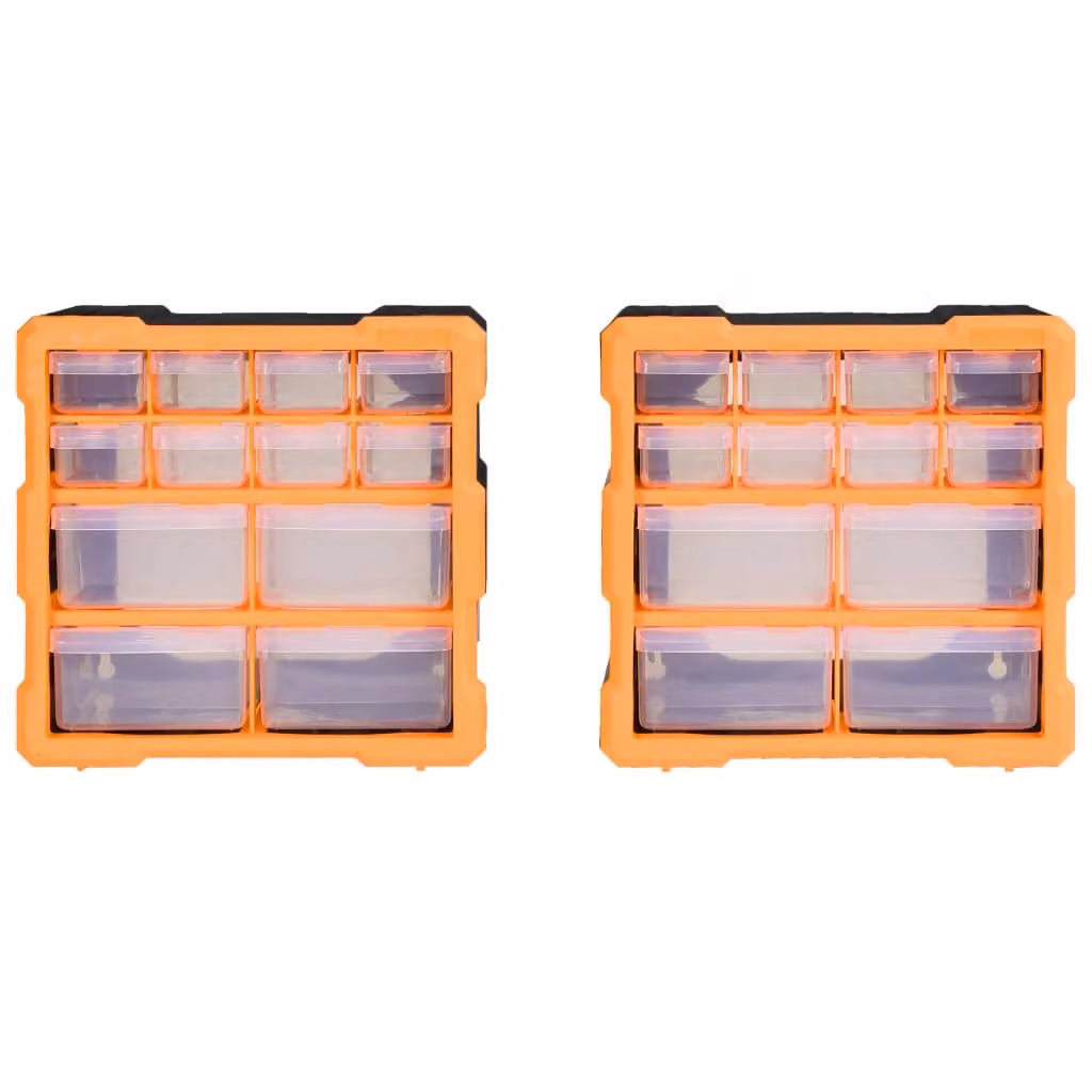 Mobili Contenitori con 12 Cassetti 2 pz 26,5x16x26 cm