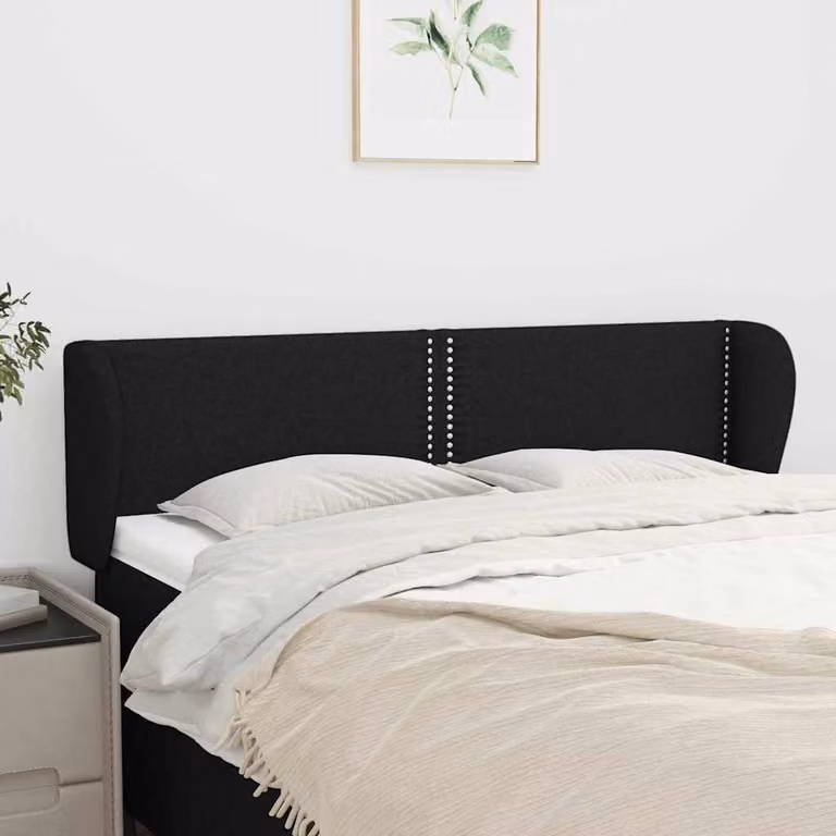 Testiera ad orecchio vidaXL in tessuto nero L: 147 cm, P: 23 cm, H: 78-88 cm