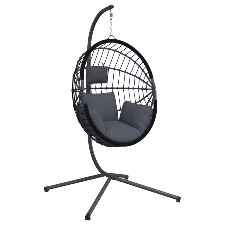 Sedia a Uovo Sospesa con Supporto Antracite Polyrattan/Acciaio