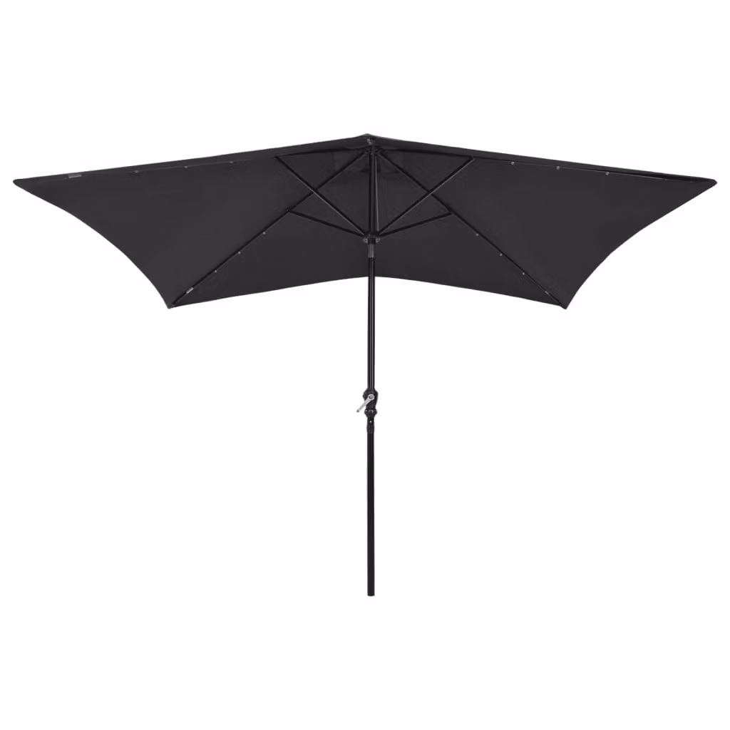 The Living Store Ombrellone con LED e palo in acciaio nero 2x3 m