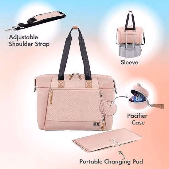 Borsa da viaggio multifunzionale con imbottitura e cuscino per la schiena, modello messenger a tracolla per bambini e ragazzi, rosa