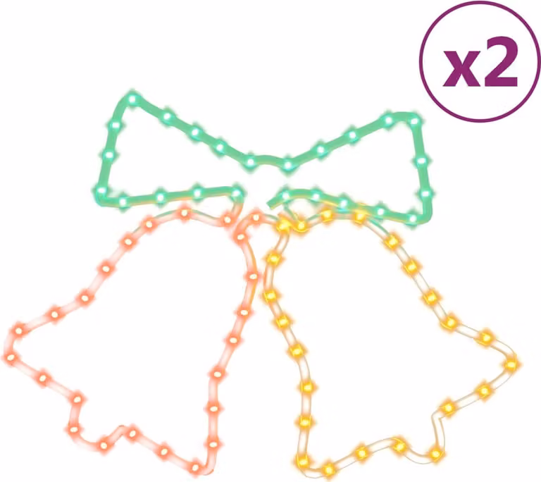 Figure Natalizie Campane con 72 LED 2 pz 50x56 cm