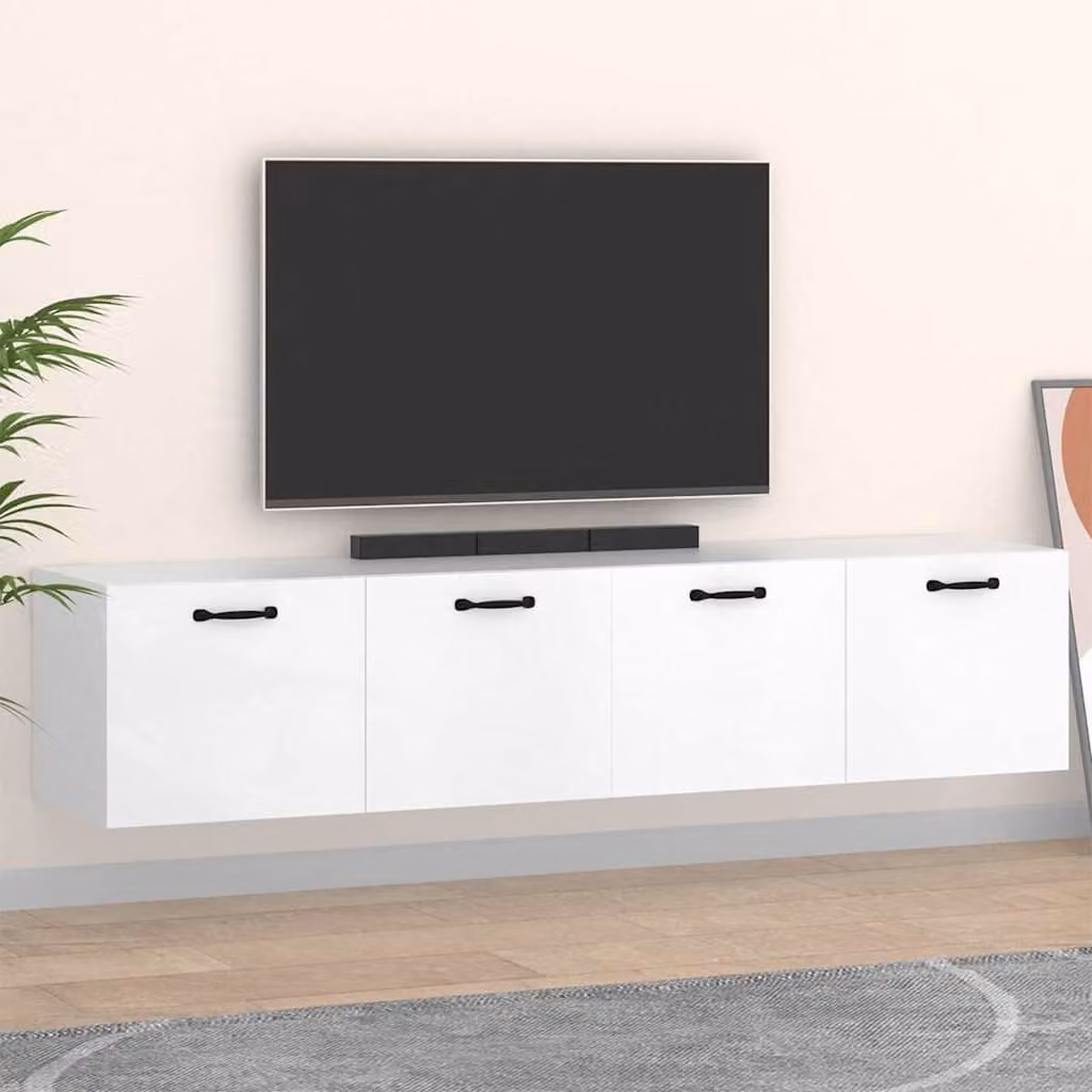 Set di 2 mobili da parete moderni vidaXL in legno bianco opaco L: 60 cm, P: 36,5 cm, H: 35 cm