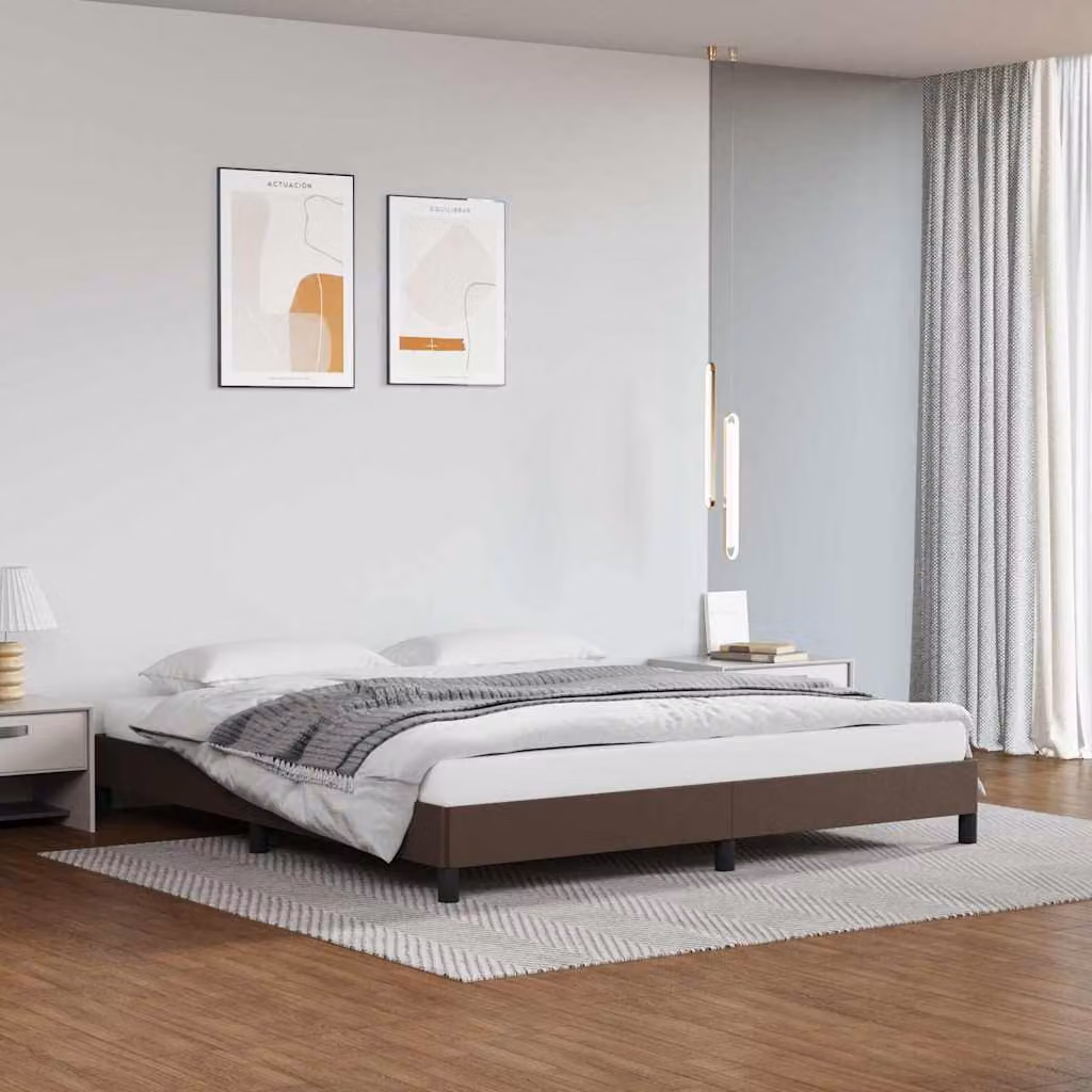 vidaXL Giroletto in Similpelle Marrone con Listelli Fissi per Adulti L/P: 180 x 200 cm
