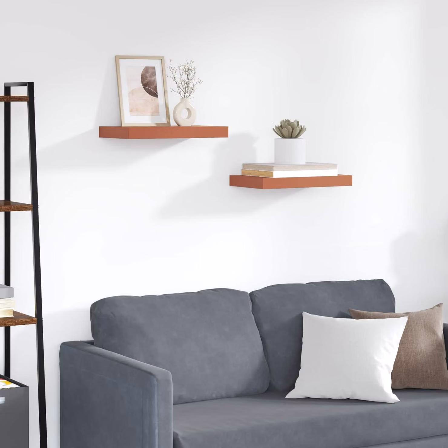 Set di 2 Scaffali da parete vidaXL in MDF Rosso opaco L 40 x P 23,5 x H 3,8 cm