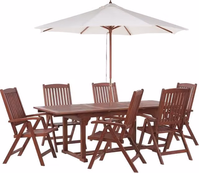 Set da pranzo da giardino BELIANI in legno di acacia marrone con tavolo allungabile e 6 sedie pieghevoli in stile rustico