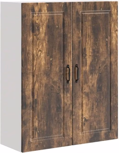 Armadio da cucina a parete moderno con 3 ripiani pratici 80 x 31 x 100 cm in legno multistrato rovere fumo 02_0054489