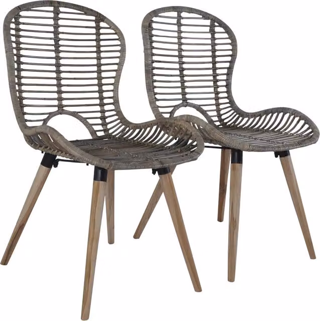 Sedie da Pranzo 4 pz Marroni in Rattan Naturale 246854