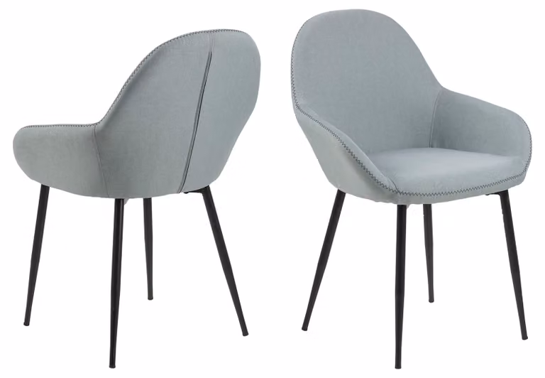 Sedia da pranzo con braccioli, in poliestere, colore verde, dimensioni 57,5x60x84 cm