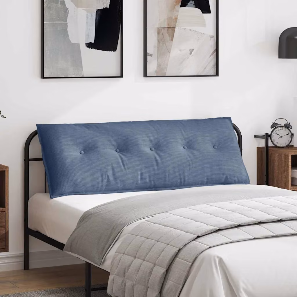 vidaXL Cuscino per Schiena Blu in Tessuto di Corduroy e Poliestere L: 140 cm, P: 50 cm