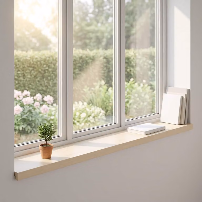 Set di 2 soglie per finestre vidaXL in legno, colore bianco, L 140 x P 15 x H 2 cm