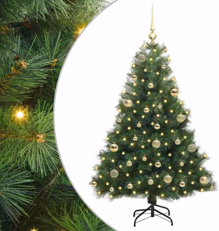 Albero di Natale artificiale con 150 LED Verde 120 cm PE e PVC