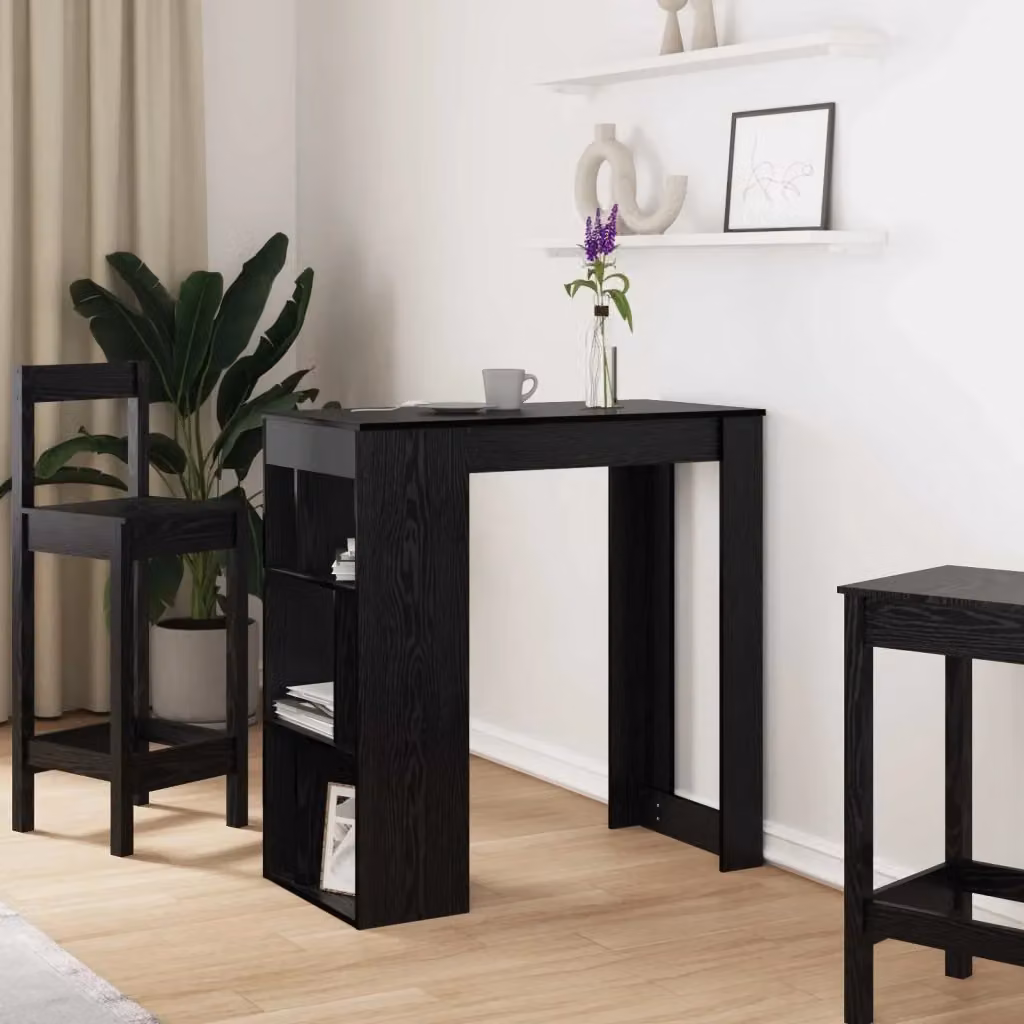 Tavolo da bar moderno in legno multistrato Rovere Nero, L: 102 cm, P: 50 cm, H: 103,5 cm – 2