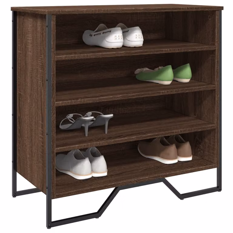 Scarpiera vidaXL in stile industriale, colore rovere marrone, L: 80 cm, P: 38 cm, H: 78 cm