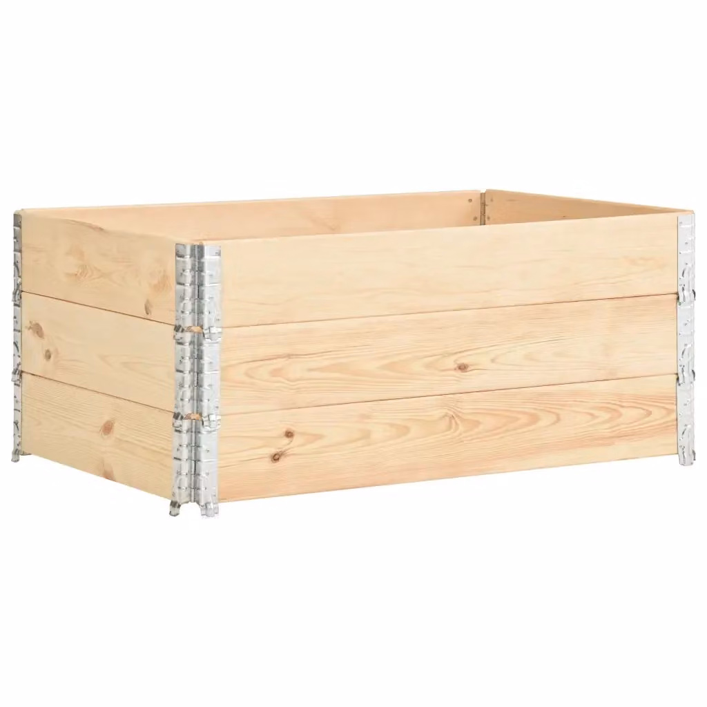 Set di 3 Collari per Pallet vidaXL in Legno Massello e Zinco Galvanizzato, Colore Beige, L/P/H: 150 x 100 x 19 cm – 2