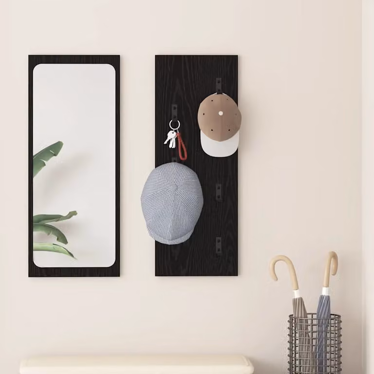 Appendiabiti a muro vidaXL moderno in nero con ganci, L 80 cm x H 30 cm x P 1,5 cm