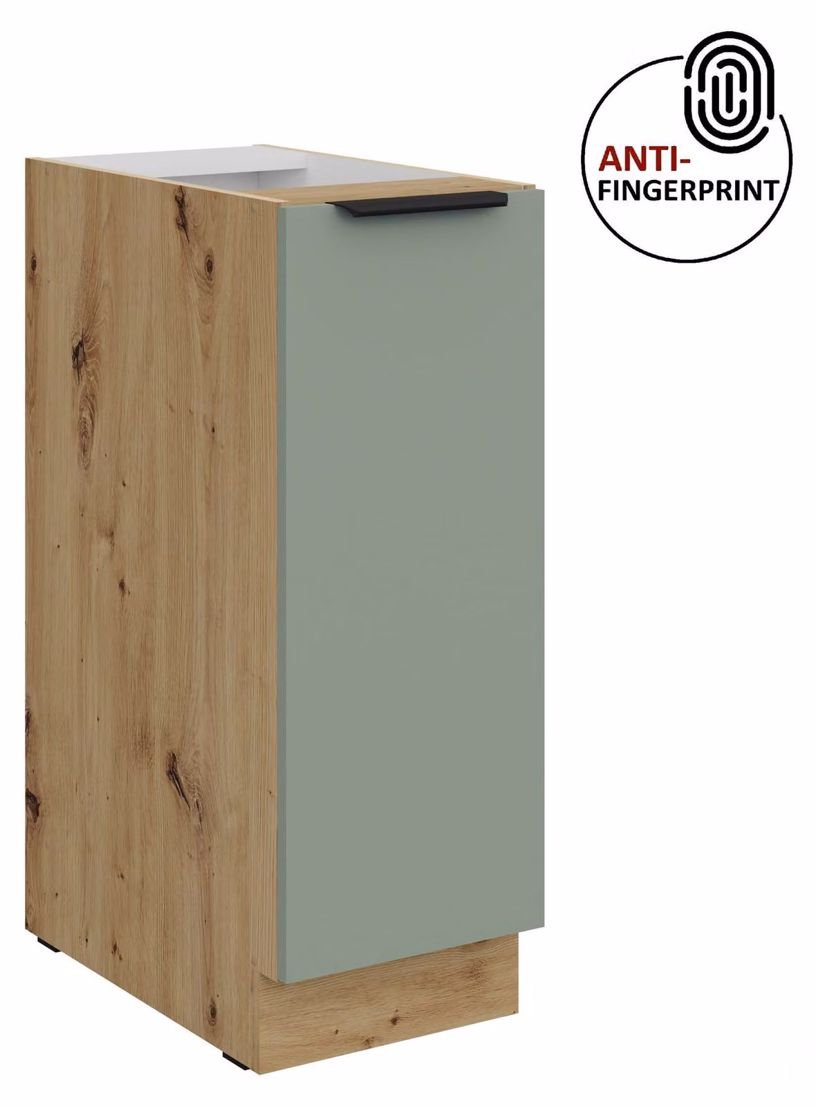 Mobile base da cucina con cassetto estraibile da 30 cm, cucina ARIA in acquamarina ultra opaca + rovere Artisan opaco, frontali di alta qualità con rivestimento anti-impronta, blocco cucina