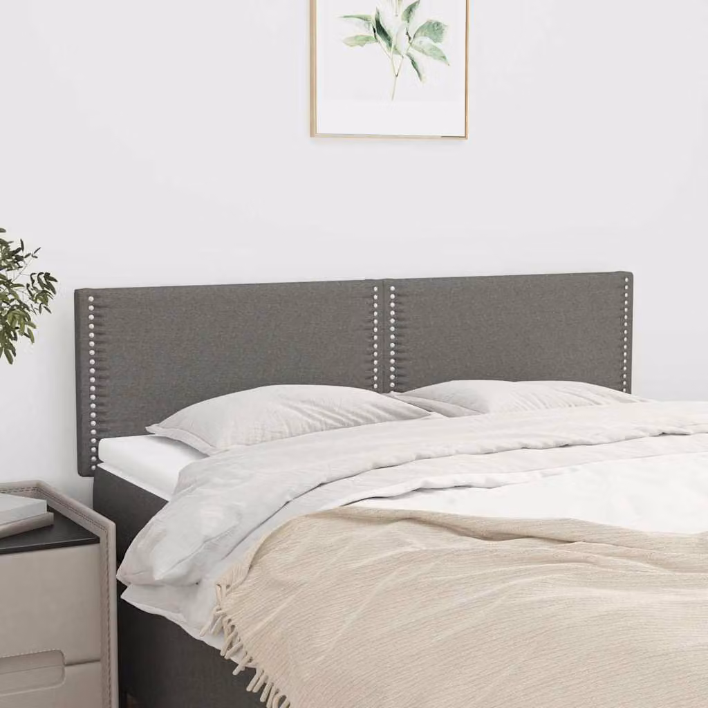 Testiera per letto imbottita vidaXL in tessuto grigio scuro L: 144 cm, P: 5 cm, H: 78-88 cm
