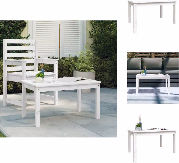 vidaXL Tavolo da giardino bianco 82,5x50,5x45 cm in legno di pino massiccio - Tavoli da giardino