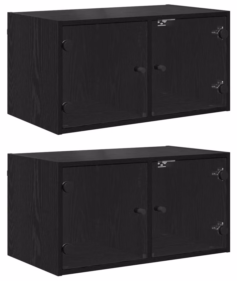 Armadi da Parete 2 pcs Rovere Nero 68 x 37 x 35 cm