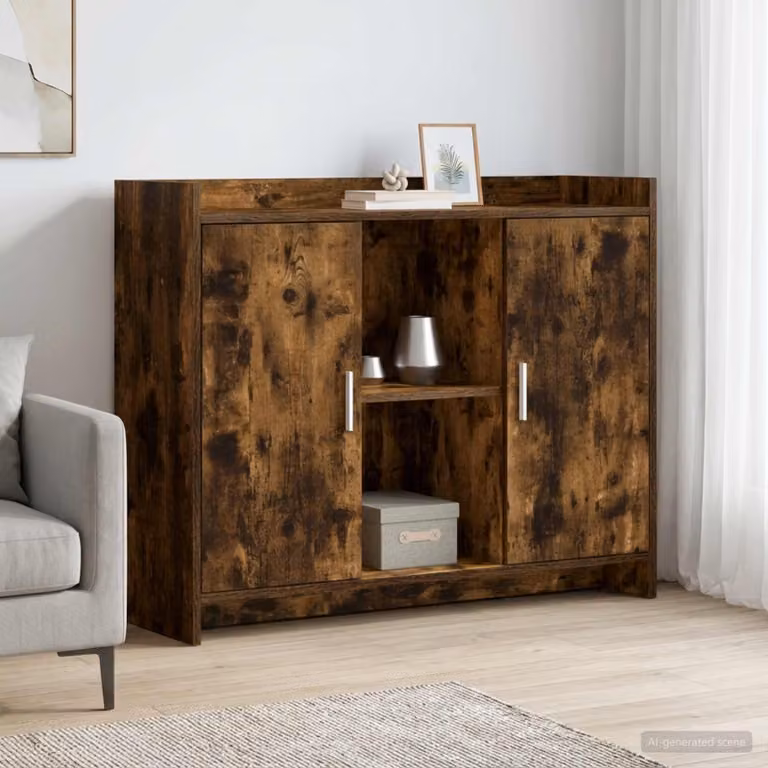 Credenza minimalista vidaXL in legno e metallo marrone L: 98,5 cm, P: 33 cm, H: 80 cm