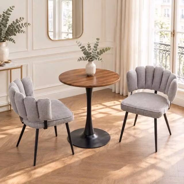 Set tavolo rotondo e 2 sedie Mivray in MDF e metallo, colore grigio e nero, L/P/H: 120 x 60 x 72 cm