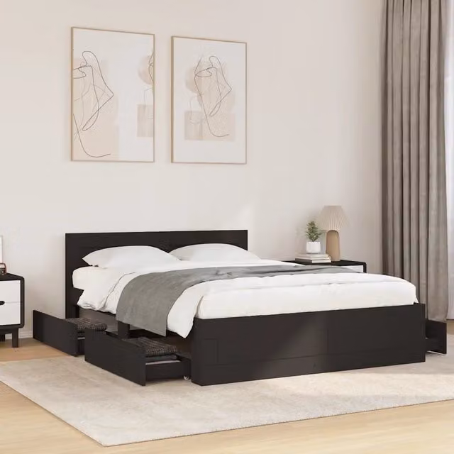 Letto con testiera vidaXL nero L 140 x P 200 x H 69 cm