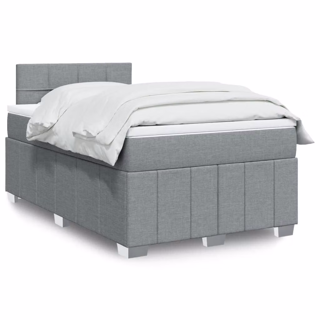 vidaXL Giroletto a Molle con Materasso Ibrido in Tessuto Grigio e Bianco L/P/H: 120 x 200 cm