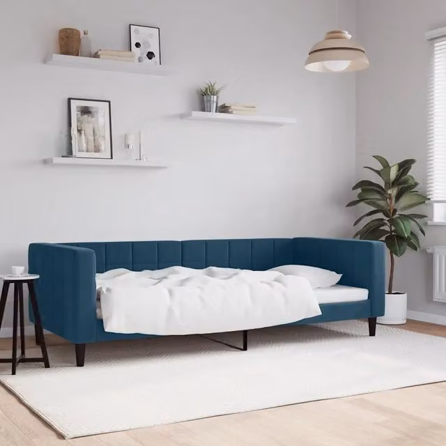 Letto da giorno blu in velluto vidaXL – 1