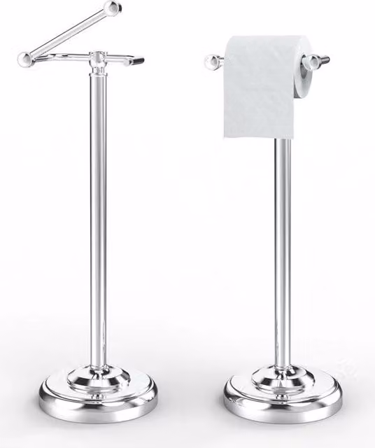 Supporto per carta igienica in alluminio a parete, WC in acciaio inossidabile, Supporto per carta igienica a doppia colonna rotante per bagno senza perforazione