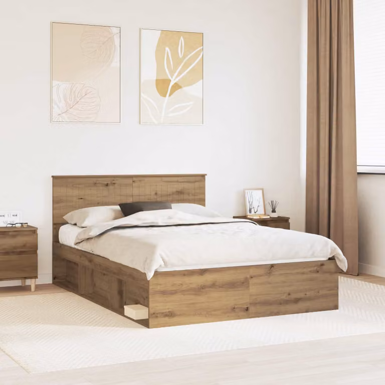 Struttura del letto vidaXL in legno di pino color marrone, stile minimalista, L 140 x P 190 cm