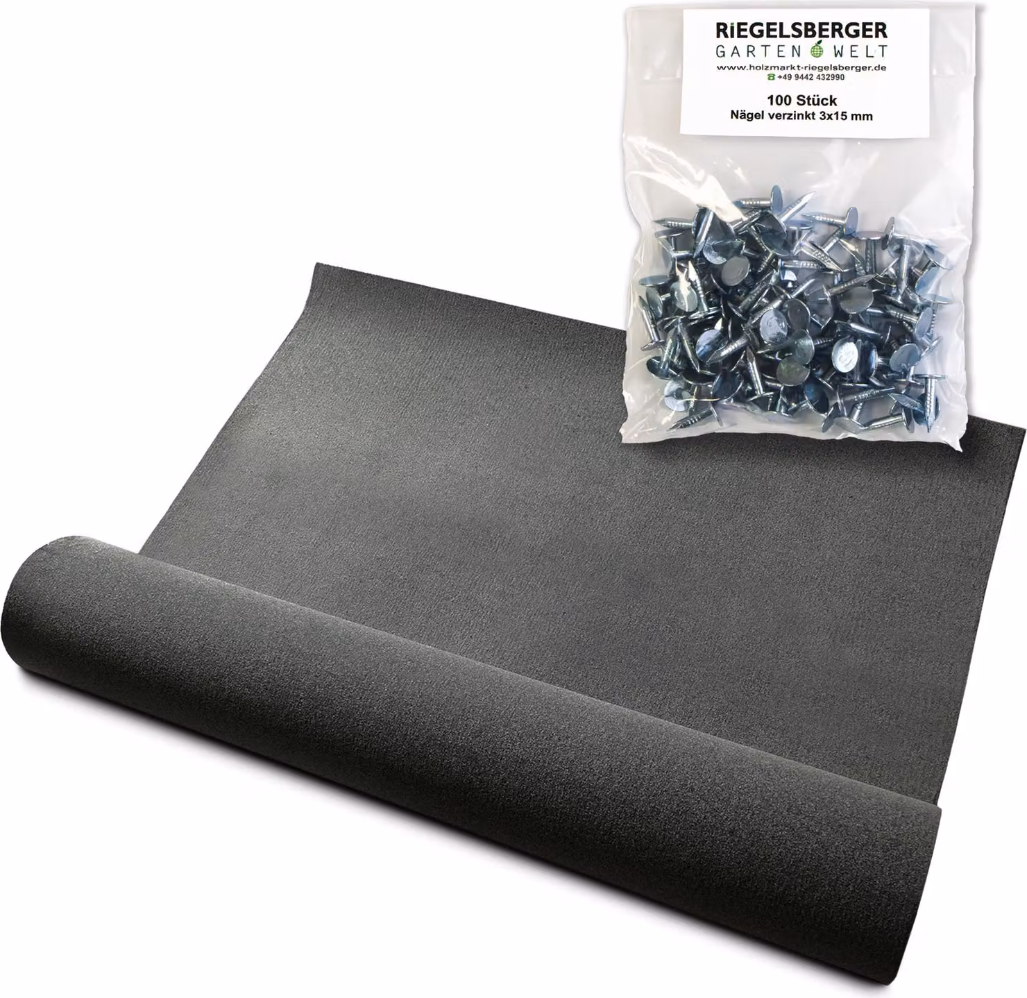 Feltro bituminoso per tetti nero Foglio di bitume per tetti Feltro per tetti incl. 100 pezzi Chiodi per feltro per tetti zincati 3x15 mm Materiale: R333 - 1 rotolo - 5,0 m²