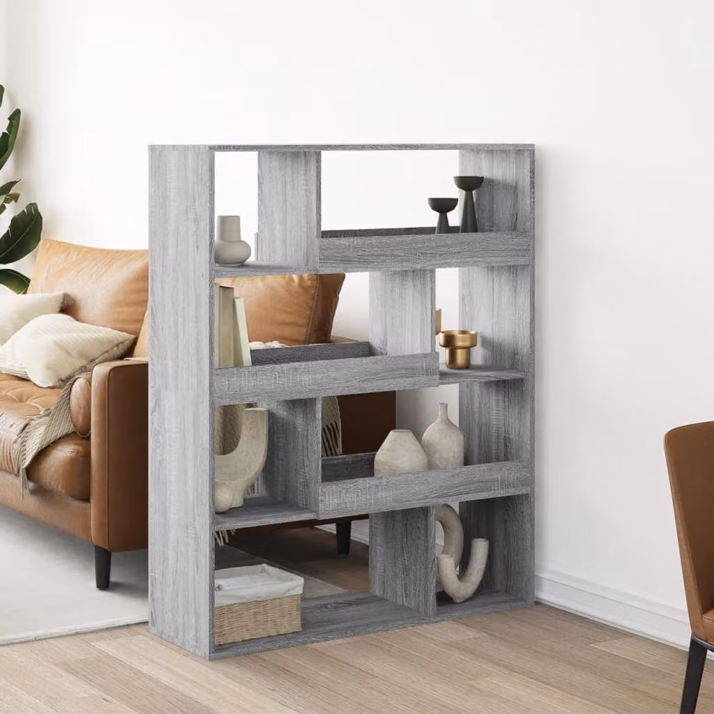 Libreria vidaXL Grigio Sonoma in Legno Multistrato e MDF, L 100 cm x P 33 cm x H 125,5 cm