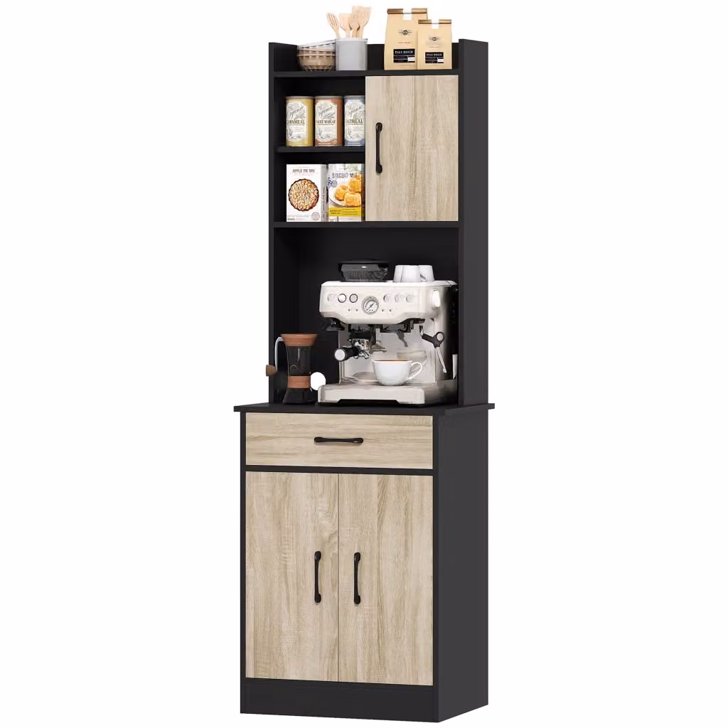 Mobile cucina alto XYLO marrone con ante e cassetti L/P/H: 60 x 40 x 180 cm – 2