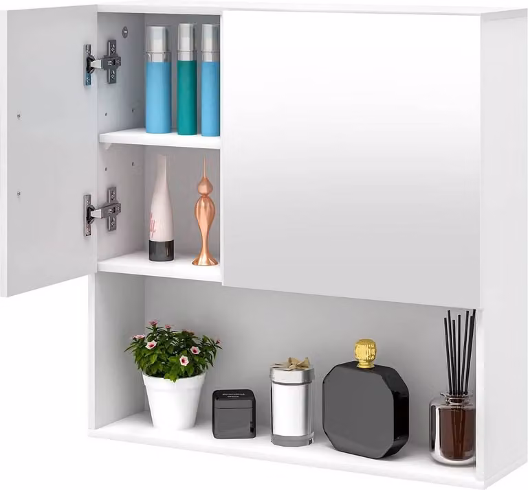 Mobile da bagno EUGAD con specchio, in MDF E1, 54x55x15 cm, bianco