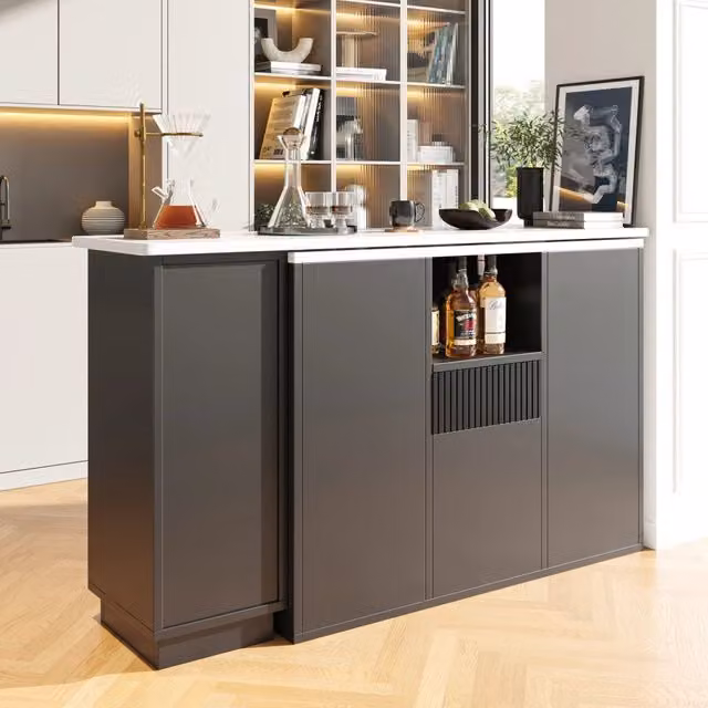Banco bar girevole 210x30x100.9 cm con design rotante; MDF; nero