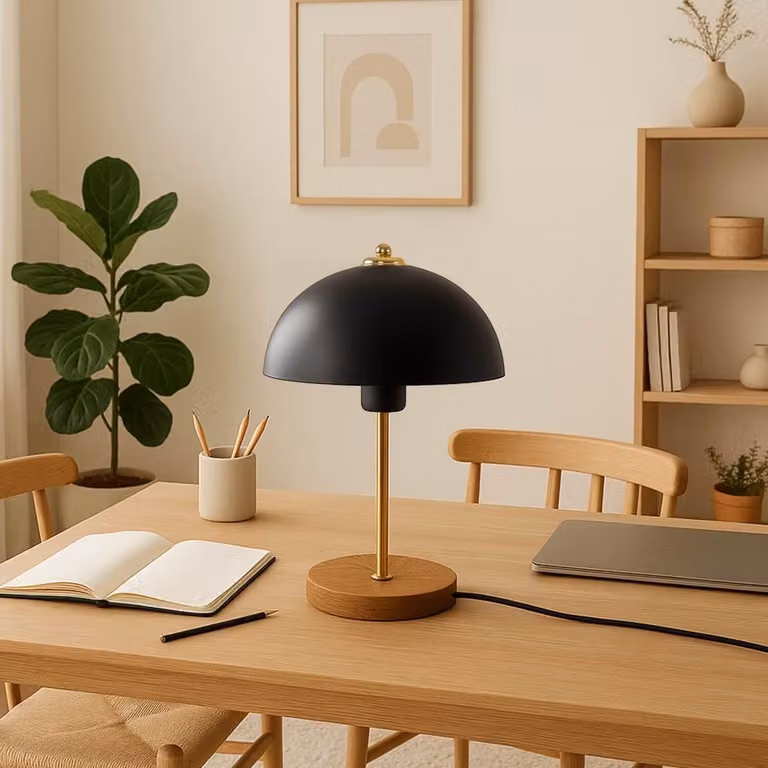 Opviq, moderna lampada da tavolo interamente in metallo, nera, altezza 38 cm, base in MDF, paralume 23 x 12 cm, attacco E27, max. 40 W | Design elegante per la casa e gli hotel.