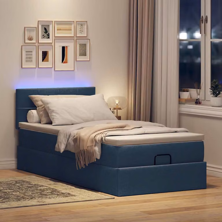 Maison Exclusive - Letto ottomano con materasso e LED blu 100x200 cm tessuto