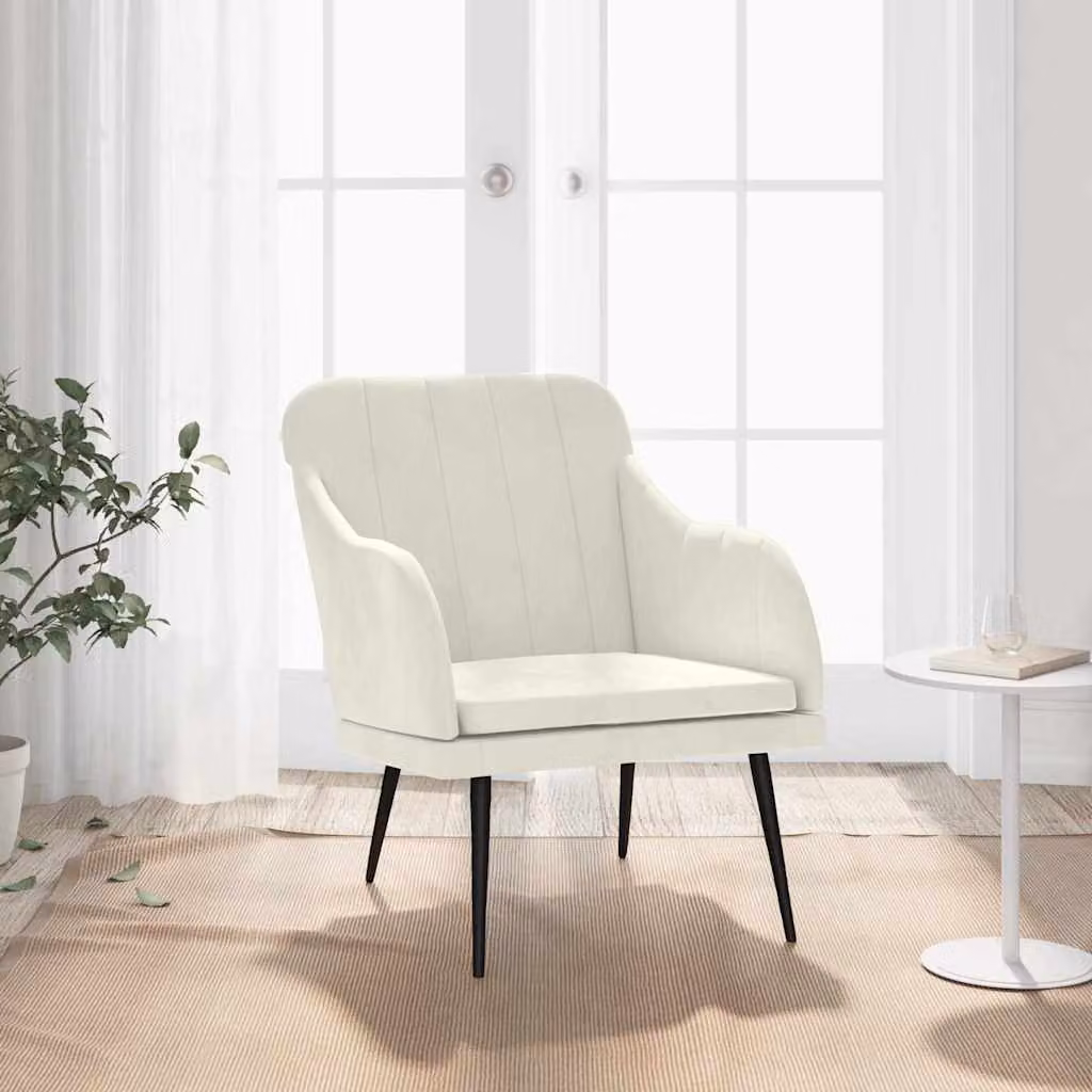 vidaXL Poltrona Crema 63x76x80 cm Velluto