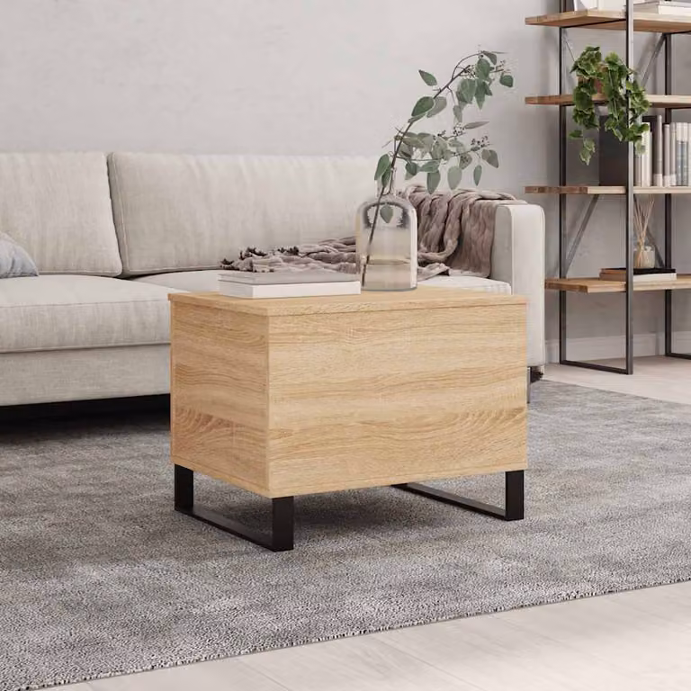 vidaXL Tavolino da Salotto Moderno in Legno e Metallo, Rovere, L 60 x P 44,5 x H 45 cm