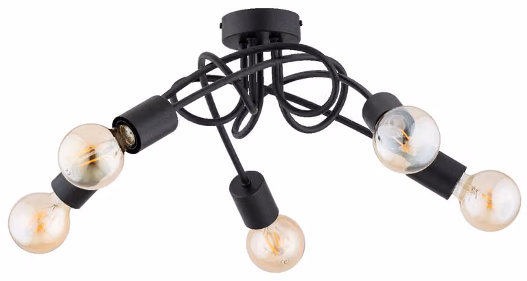 Lampada da soffitto DISEL nera 5xE27x15W in metallo, dimensioni: 22x54x54 cm, IP20, Alfa