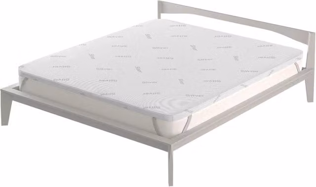 Topper Matrimoniale in Memory Foam Giordanoshop Bianco con Fodera Silver Sfoderabile e Elastici